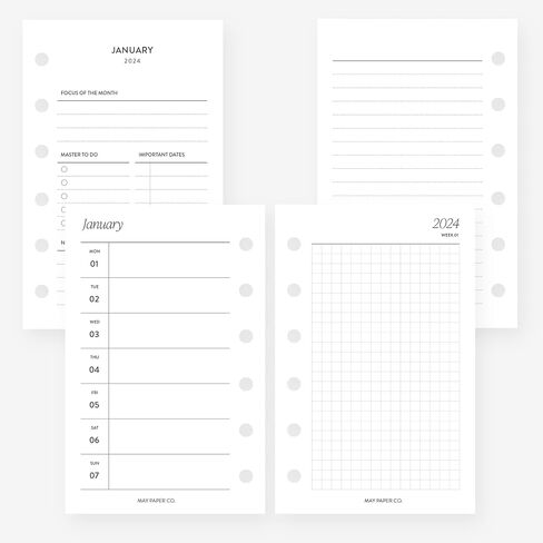 2025 Pocket Weekly Planner Refill, Week on Two Page Planner Insert for Pocket Filofax and LV PM 6 ringed Agenda (Weeks with Tracker) in Saudi Arabia