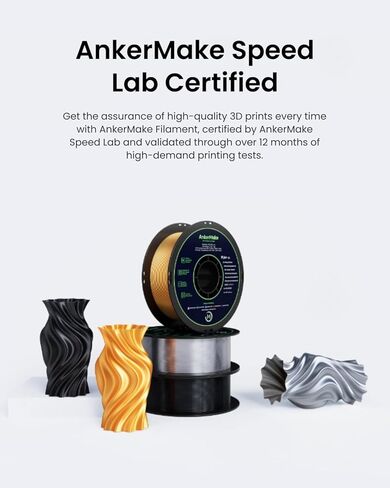 AnkerMake PLA+ خيوط طباعة حريرية ثلاثية الأبعاد، خيوط AnkerMake الرسمية، عبوتان، 4.4 رطل / 2 كجم، نسيج حريري فاخر، ناعم، مصمم للطباعة عالية السرعة - ذهبي حريري in Kuwait