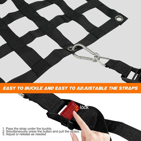 Heavy Duty Tailgate Cargo Net for Truck Bed, 54 in x 18 in Extendable Tailgate Net with 4 Adjustable Buckle Straps, 1600LBS Capicity Cargo Net for Truck, Trailer, Pickup, Jeep, SUV, Boat in Kuwait