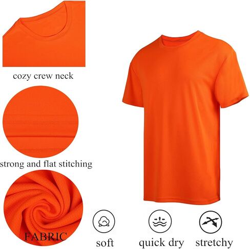 LeeHanTon Men's Workout Running Shirts Crew Neck Short Sleeve T-Shirts Athletic Quick Dry Gym Shirts 5 Pack in Saudi Arabia