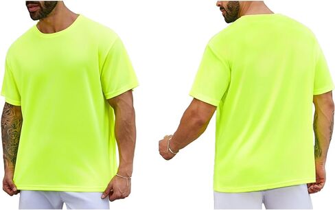 LeeHanTon Men's Workout Running Shirts Crew Neck Short Sleeve T-Shirts Athletic Quick Dry Gym Shirts 5 Pack in Saudi Arabia