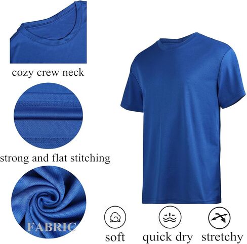 LeeHanTon Men's Workout Running Shirts Crew Neck Short Sleeve T-Shirts Athletic Quick Dry Gym Shirts 5 Pack in Saudi Arabia