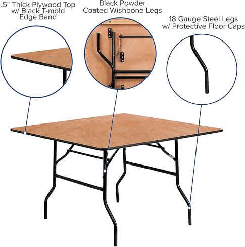 طاولة مأدبة قابلة للطي من الخشب المربع مقاس 4 أقدام من Flash Furniture Gerry in Saudi Arabia