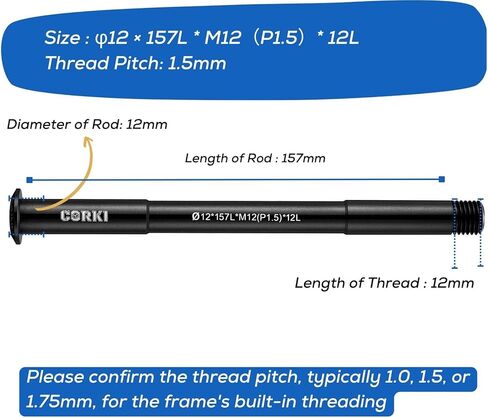 Thread Pitch 1.5mm * 12mm Bike Hubs Thru Axle Adapter Boost Forks 12mm x 117/120/121/123/126/128/130/135/142/157/162/165/168/171/175/181mm in Kuwait
