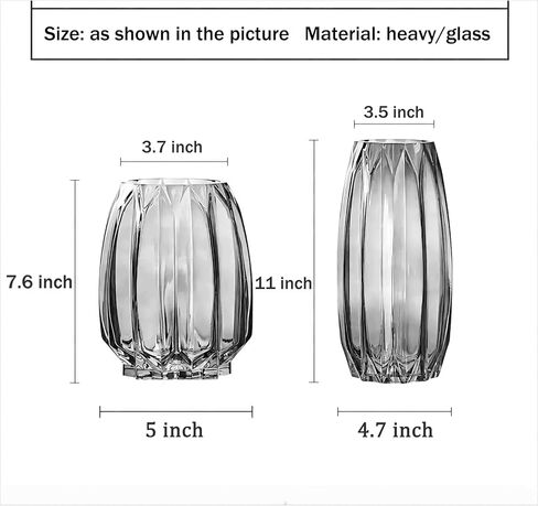 مزهرية زهور، مزهرية زجاجية، 7.8 بوصة، مزهرية زجاجية مضلعة سميكة من GIDARY لرف الكتب، طاولة العشاء، سطح المكتب الداخلي، غرفة الاجتماعات، ديكور المنزل في عيد الميلاد in Kuwait