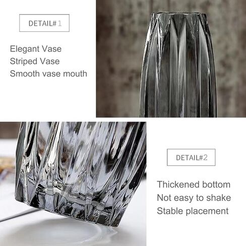 مزهرية زهور، مزهرية زجاجية، 7.8 بوصة، مزهرية زجاجية مضلعة سميكة من GIDARY لرف الكتب، طاولة العشاء، سطح المكتب الداخلي، غرفة الاجتماعات، ديكور المنزل في عيد الميلاد in Kuwait