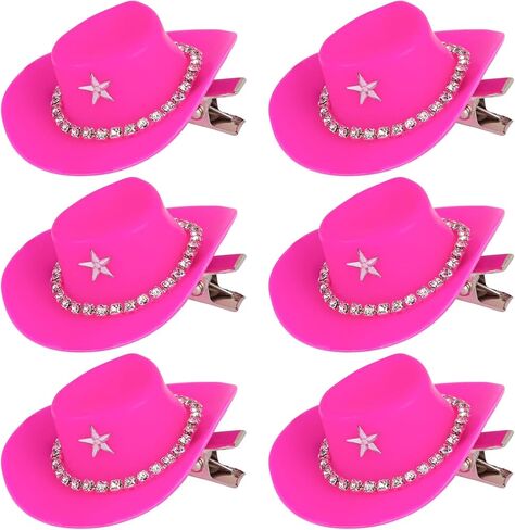Framendino, 6 Pack Mini Cowboy Hat Clip Plastic Cute Hat Clip Small Cowgirl Hat Clips for DIY Decoration(Pink) in Saudi Arabia