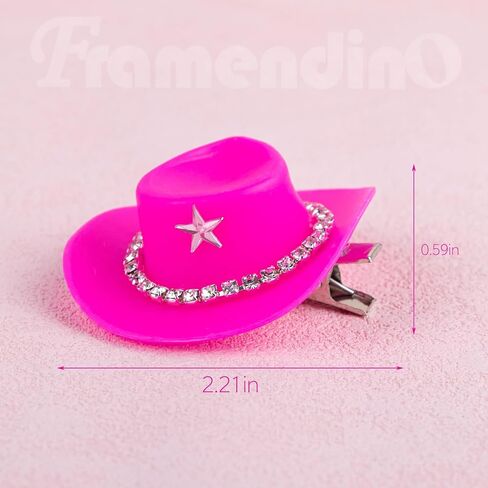 Framendino, 6 Pack Mini Cowboy Hat Clip Plastic Cute Hat Clip Small Cowgirl Hat Clips for DIY Decoration(Pink) in Saudi Arabia