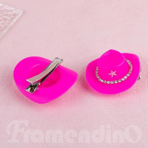 Framendino, 6 Pack Mini Cowboy Hat Clip Plastic Cute Hat Clip Small Cowgirl Hat Clips for DIY Decoration(Pink) in Saudi Arabia