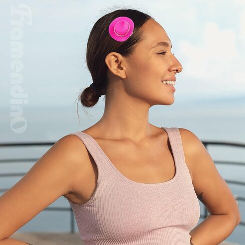 Framendino, 6 Pack Mini Cowboy Hat Clip Plastic Cute Hat Clip Small Cowgirl Hat Clips for DIY Decoration(Pink) in Saudi Arabia
