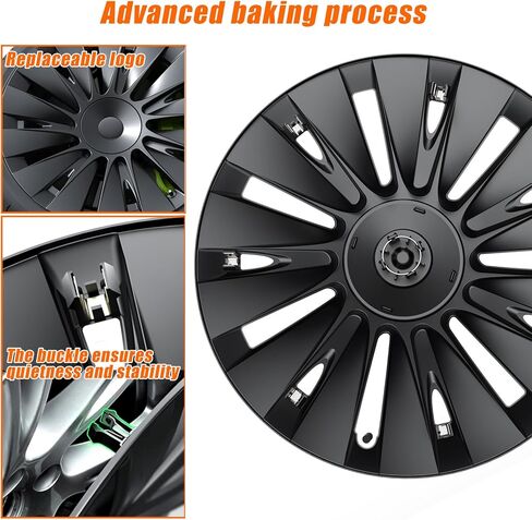 أغطية عجلات POSWIS مقاس 19 بوصة لـ Tesla Model Y 2019-2024 Hubcaps Rims أغطية العجلات ملحقات بديلة متوافقة مع Tesla Model Y Matte Black تتضمن قبعات شعار المركز (4 عبوات) in Kuwait