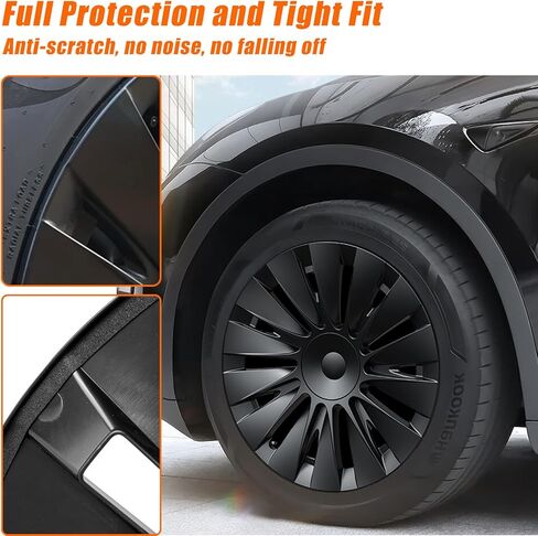 أغطية عجلات POSWIS مقاس 19 بوصة لـ Tesla Model Y 2019-2024 Hubcaps Rims أغطية العجلات ملحقات بديلة متوافقة مع Tesla Model Y Matte Black تتضمن قبعات شعار المركز (4 عبوات) in Kuwait