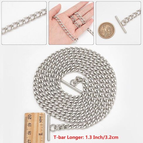 WADORN 3 Sizes Purse Replacement Chain Strap, Iron Flat Chains Cross Body Chains Shoulder Bag Chain 12/24/48 Inch Handbag Chain Accessories with Toggle Clasps 1.2inch for Handmade Bag Making, Gold in Saudi Arabia