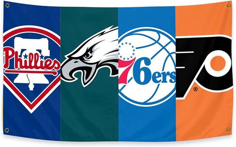 McosU Philadelphia 4 Teams Flag Banner 3 ft x 5 ft Polyester with 4 Brass Grommets Vivid Color HD Printing For Indoor Outdoor Decoration in Saudi Arabia