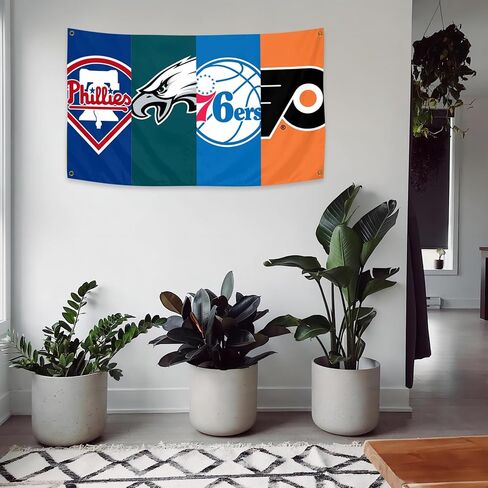 McosU Philadelphia 4 Teams Flag Banner 3 ft x 5 ft Polyester with 4 Brass Grommets Vivid Color HD Printing For Indoor Outdoor Decoration in Saudi Arabia