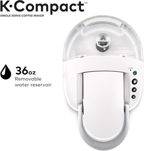 ماكينة صنع القهوة Keurig K-Compact ذات الخدمة الواحدة K-Cup، باللون الأبيض in Kuwait