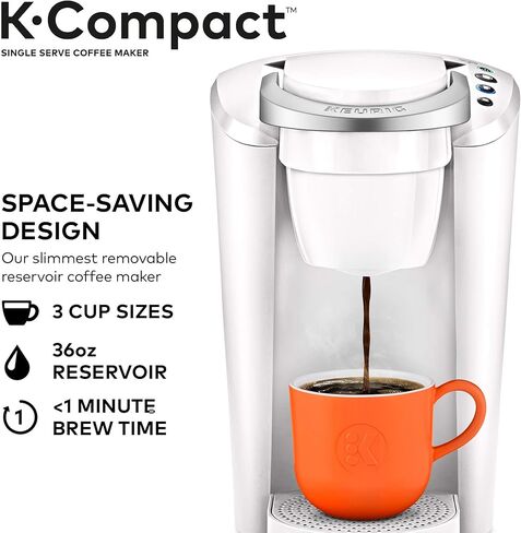 ماكينة صنع القهوة Keurig K-Compact ذات الخدمة الواحدة K-Cup، باللون الأبيض in Kuwait