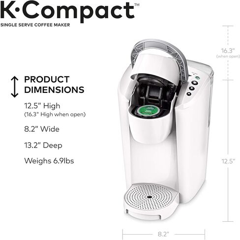 ماكينة صنع القهوة Keurig K-Compact ذات الخدمة الواحدة K-Cup، باللون الأبيض in Kuwait