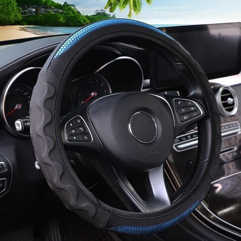 Car Steering Wheel Cover, 14 1/2 to 15 Inch Anti-Slip Breathable Durable Automotive Steering Wheel Protector for Men Women, Vehicle Interior Decoration Universal for SUV, Truck, RV (Black) in Saudi Arabia