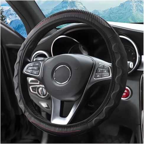 Car Steering Wheel Cover, 14 1/2 to 15 Inch Anti-Slip Breathable Durable Automotive Steering Wheel Protector for Men Women, Vehicle Interior Decoration Universal for SUV, Truck, RV (Black) in Saudi Arabia