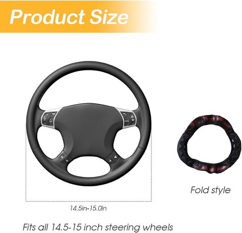 Car Steering Wheel Cover, 14 1/2 to 15 Inch Anti-Slip Breathable Durable Automotive Steering Wheel Protector for Men Women, Vehicle Interior Decoration Universal for SUV, Truck, RV (Black) in Saudi Arabia