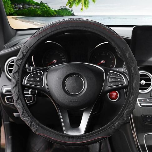 Car Steering Wheel Cover, 14 1/2 to 15 Inch Anti-Slip Breathable Durable Automotive Steering Wheel Protector for Men Women, Vehicle Interior Decoration Universal for SUV, Truck, RV (Black) in Saudi Arabia