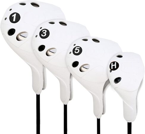 PGM Golf Head Cover 4pcs or 1pc Drivers Fairway Woods Hybrid Golf Club Cover with No. Pins Fit Oversized Right Handed Easy on Off Extra Club Protection Washable Cover for All Brands in Saudi Arabia