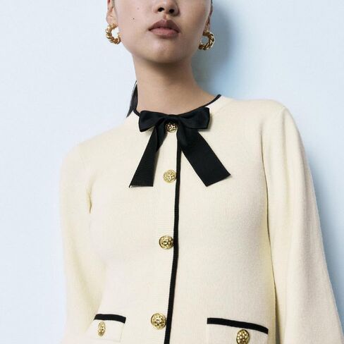 فساتين كنزة صوفية نسائية 2024 بأزرار صغيرة وأكمام طويلة منتفخة وخصر إمبراطوري in Kuwait