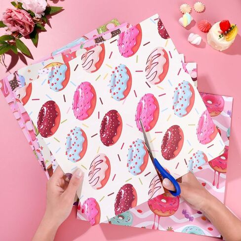 JISUAN 24 Sheets Donut Scrapbook Paper 12 Inch, Double-Sided Donuts Cupcake Pattern Paper Pack Baking Themed Decorative Craft Paper for Card Making Photo Album Junk Journal Party Decor in Saudi Arabia