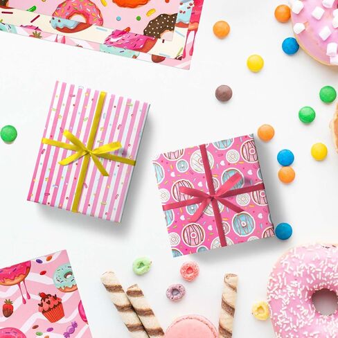 JISUAN 24 Sheets Donut Scrapbook Paper 12 Inch, Double-Sided Donuts Cupcake Pattern Paper Pack Baking Themed Decorative Craft Paper for Card Making Photo Album Junk Journal Party Decor in Saudi Arabia