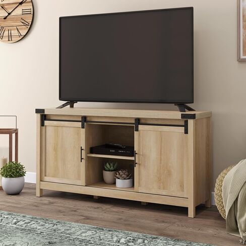 Sauder Bridge Acre Rustic Farmhouse 58" Credenza, L: 58.19" x W: 15.51" x H: 30.0", Orchard Oak Finish in Saudi Arabia