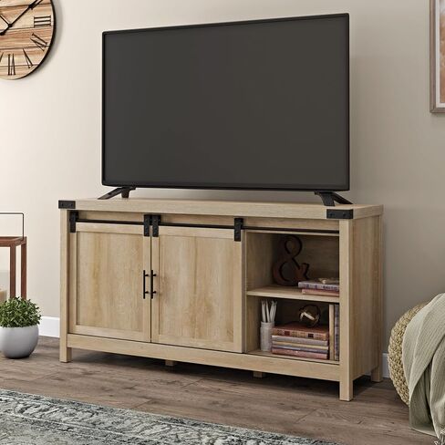 Sauder Bridge Acre Rustic Farmhouse 58" Credenza, L: 58.19" x W: 15.51" x H: 30.0", Orchard Oak Finish in Saudi Arabia