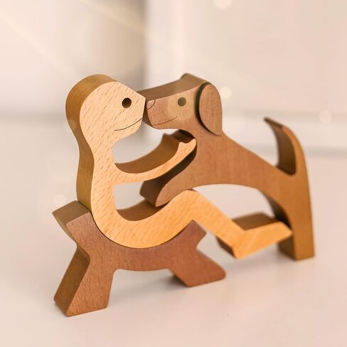 Pawfect House Handmade Man and Dog Figurine, Table Decor Wooden Pet Carvings, Housewarming, Birthday Gifts for Dog Lovers, Dog Sculpture Home Decoration, Wooden Carved Dog for Home Office Shelf Decor in Saudi Arabia