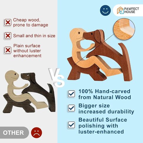 Pawfect House Handmade Man and Dog Figurine, Table Decor Wooden Pet Carvings, Housewarming, Birthday Gifts for Dog Lovers, Dog Sculpture Home Decoration, Wooden Carved Dog for Home Office Shelf Decor in Saudi Arabia