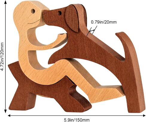 Pawfect House Handmade Man and Dog Figurine, Table Decor Wooden Pet Carvings, Housewarming, Birthday Gifts for Dog Lovers, Dog Sculpture Home Decoration, Wooden Carved Dog for Home Office Shelf Decor in Saudi Arabia
