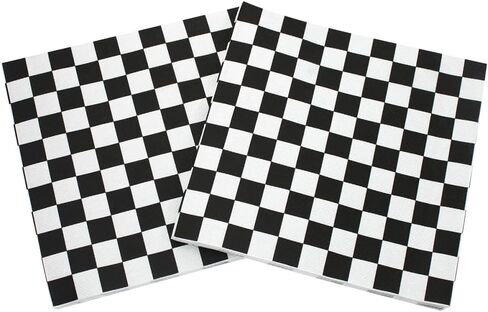 80 Pcs Black and White Checkered Party Napkins Checkered Flag Dinner Napkins Racing Car Themed Napkins Decorative Square Paper Napkins in Saudi Arabia