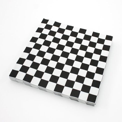 80 Pcs Black and White Checkered Party Napkins Checkered Flag Dinner Napkins Racing Car Themed Napkins Decorative Square Paper Napkins in Saudi Arabia