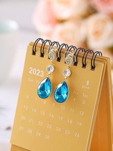 18 * 13 MM Big Teardrop Austrian Crystal Dangle Earrings for Women 14K Glod Plated Jewelry in Kuwait