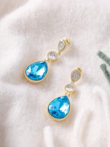 18 * 13 MM Big Teardrop Austrian Crystal Dangle Earrings for Women 14K Glod Plated Jewelry in Kuwait