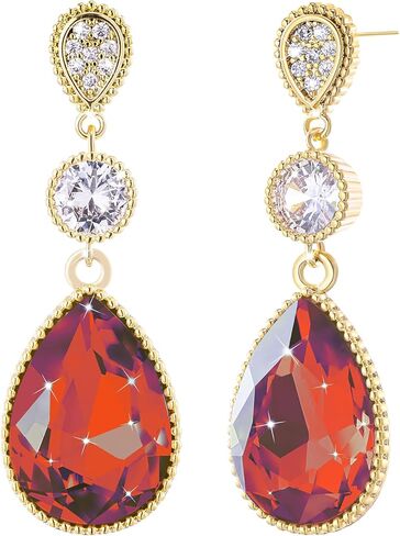 18 * 13 MM Big Teardrop Austrian Crystal Dangle Earrings for Women 14K Glod Plated Jewelry in Kuwait