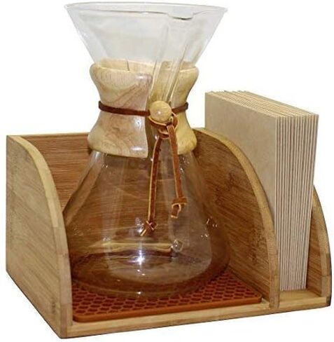 Blue Horse Caddy with Matching Brown Mat compatible with Chemex Coffee Maker in Saudi Arabia