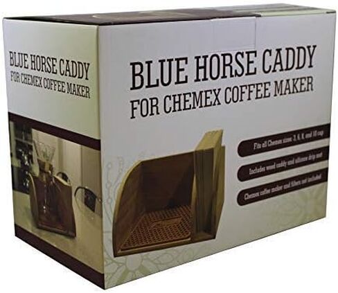 Blue Horse Caddy with Matching Brown Mat compatible with Chemex Coffee Maker in Saudi Arabia