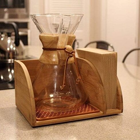 Blue Horse Caddy with Matching Brown Mat compatible with Chemex Coffee Maker in Saudi Arabia