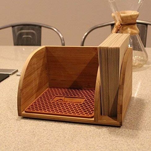 Blue Horse Caddy with Matching Brown Mat compatible with Chemex Coffee Maker in Saudi Arabia