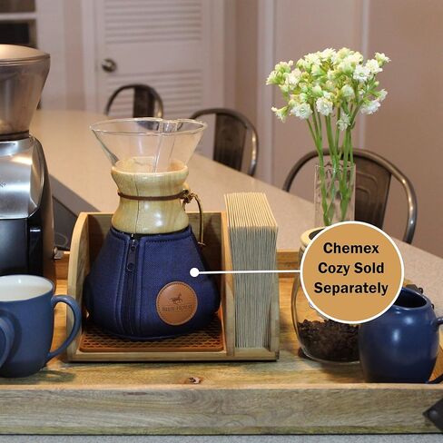 Blue Horse Caddy with Matching Brown Mat compatible with Chemex Coffee Maker in Saudi Arabia