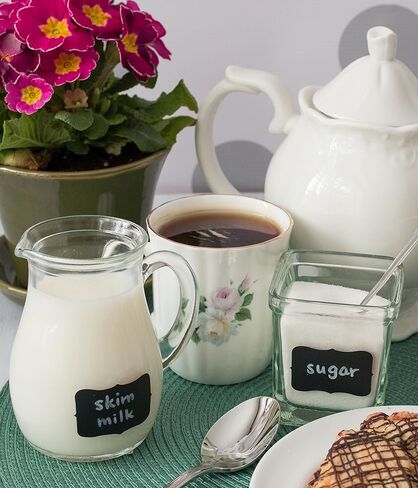 ملصقات السبورة - ملصقات الطباشير من Cestari Kitchen - مجموعة مكونة من 52 ملصقًا متنوعًا ممتازًا وقابل لإعادة الاستخدام من ملصقات السبورة السوداء المزخرفة لتنظيم أنيق وديكورات الزفاف والمشروعات اليدوية in Kuwait