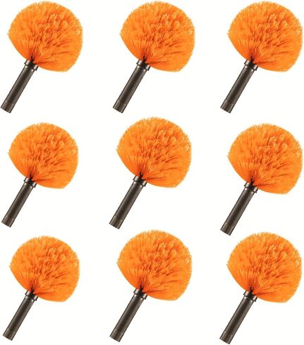 9pcs Twist-on Webster Cobweb Duster Head Brush | Spider Web Remover Brush | Cobweb Duster Head Attachment for Outdoor & Indoor Cleaning | Fits Standard 3/4 inch Threaded Poles (Orange) in Saudi Arabia