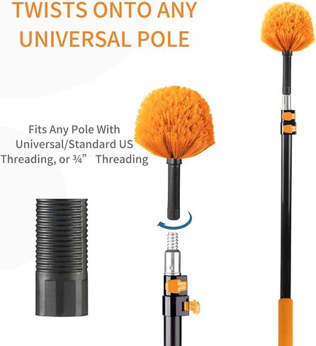 9pcs Twist-on Webster Cobweb Duster Head Brush | Spider Web Remover Brush | Cobweb Duster Head Attachment for Outdoor & Indoor Cleaning | Fits Standard 3/4 inch Threaded Poles (Orange) in Saudi Arabia