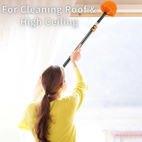 9pcs Twist-on Webster Cobweb Duster Head Brush | Spider Web Remover Brush | Cobweb Duster Head Attachment for Outdoor & Indoor Cleaning | Fits Standard 3/4 inch Threaded Poles (Orange) in Saudi Arabia
