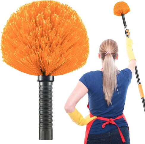 9pcs Twist-on Webster Cobweb Duster Head Brush | Spider Web Remover Brush | Cobweb Duster Head Attachment for Outdoor & Indoor Cleaning | Fits Standard 3/4 inch Threaded Poles (Orange) in Saudi Arabia